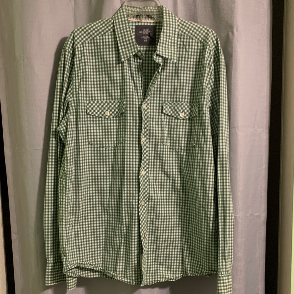 H&M Green Gingham Casual Shirt